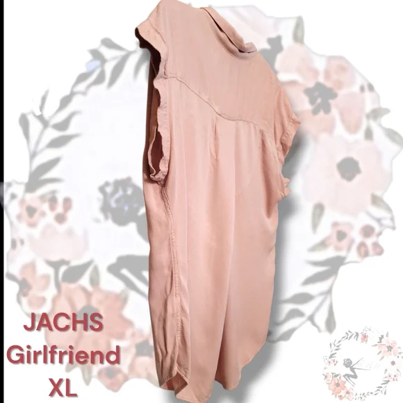 JACHS Girlfriend Dusty Rose Button Up Cap Sleeve Top XL - Picture 5 of 8